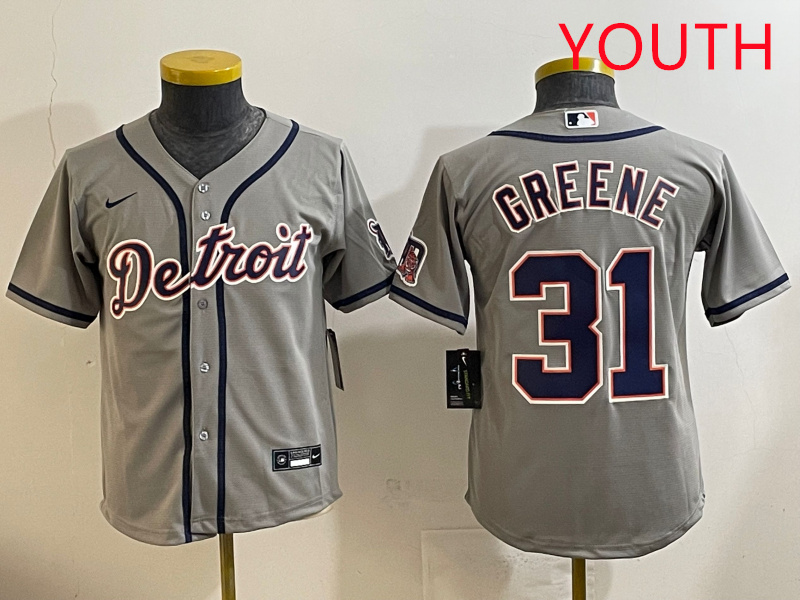 Youth 2025 Detroit Tigers #31 Greene grey Nike MLB jersey style 4->youth mlb jersey->Youth Jersey